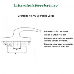 Cremona-Manilla-HT-AC-20-Patilla-Larga-Blanca-o-Negra-recorrido