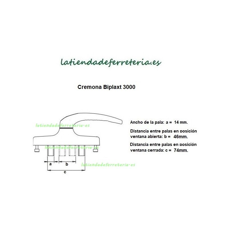 Cremona Manilla 2 Palas AC-20 Blanca – Reversible, Para Ventanas De Interior Y Exterior, 40x20 Y Carpintería Europea